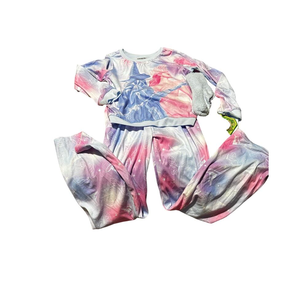 Wicked 10/12 long sleeve long pants pajamas fleece warm cozy pink purple nwt